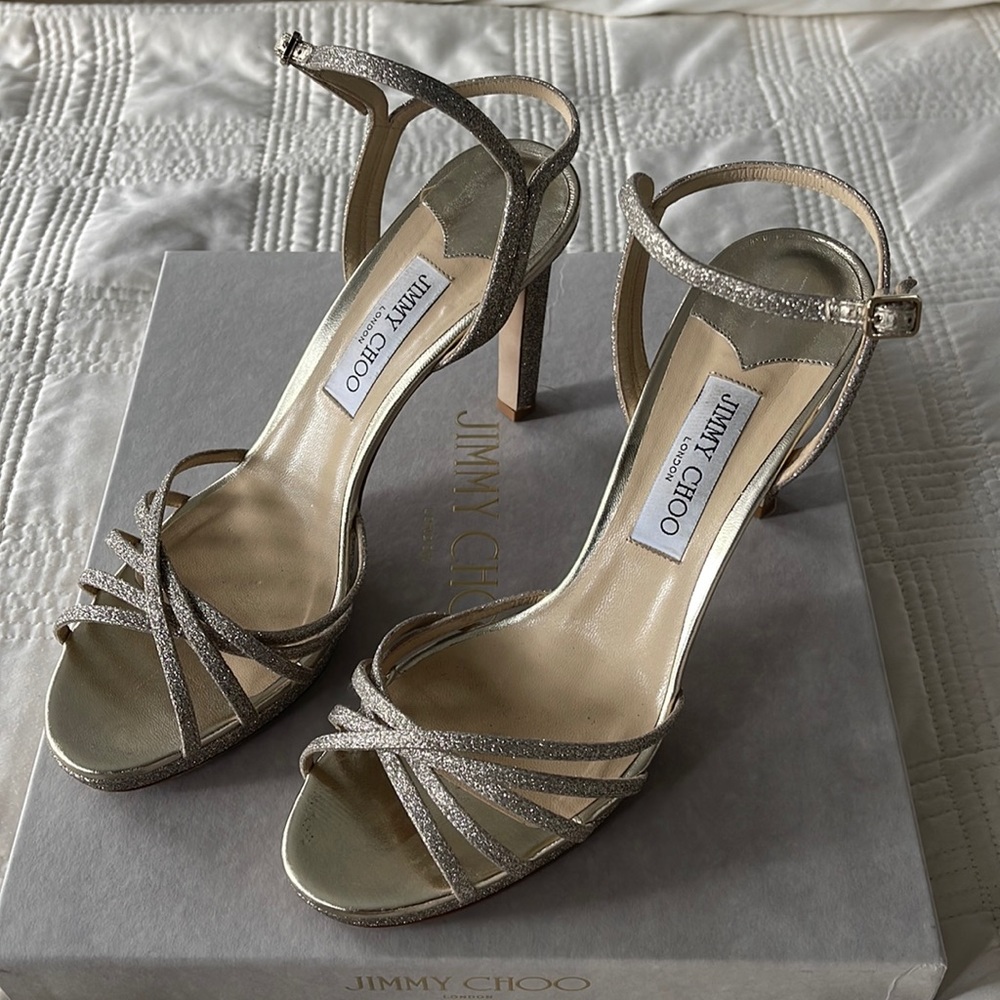 Jimmy Choo Lilah 100 Platinum Ice Size 40.5